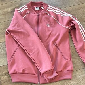 Adidas Rose Zip-Up Jacket with White Stripes